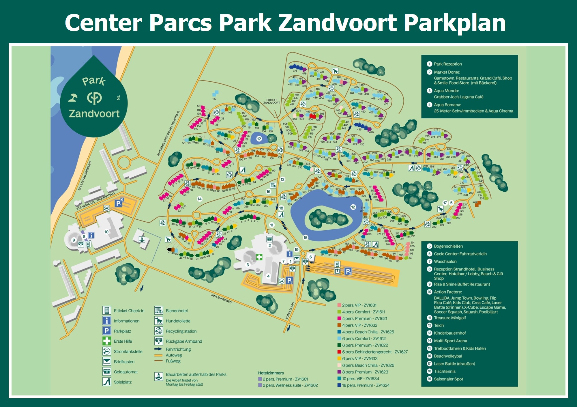 // Center Parcs Park Zandvoort Karte mit allen Ferienhäusern und Einrichtungen. ParkExplorer // Center Parcs Park Zandvoort Karte mit allen Ferienhäusern und Einrichtungen. ParkExplorer