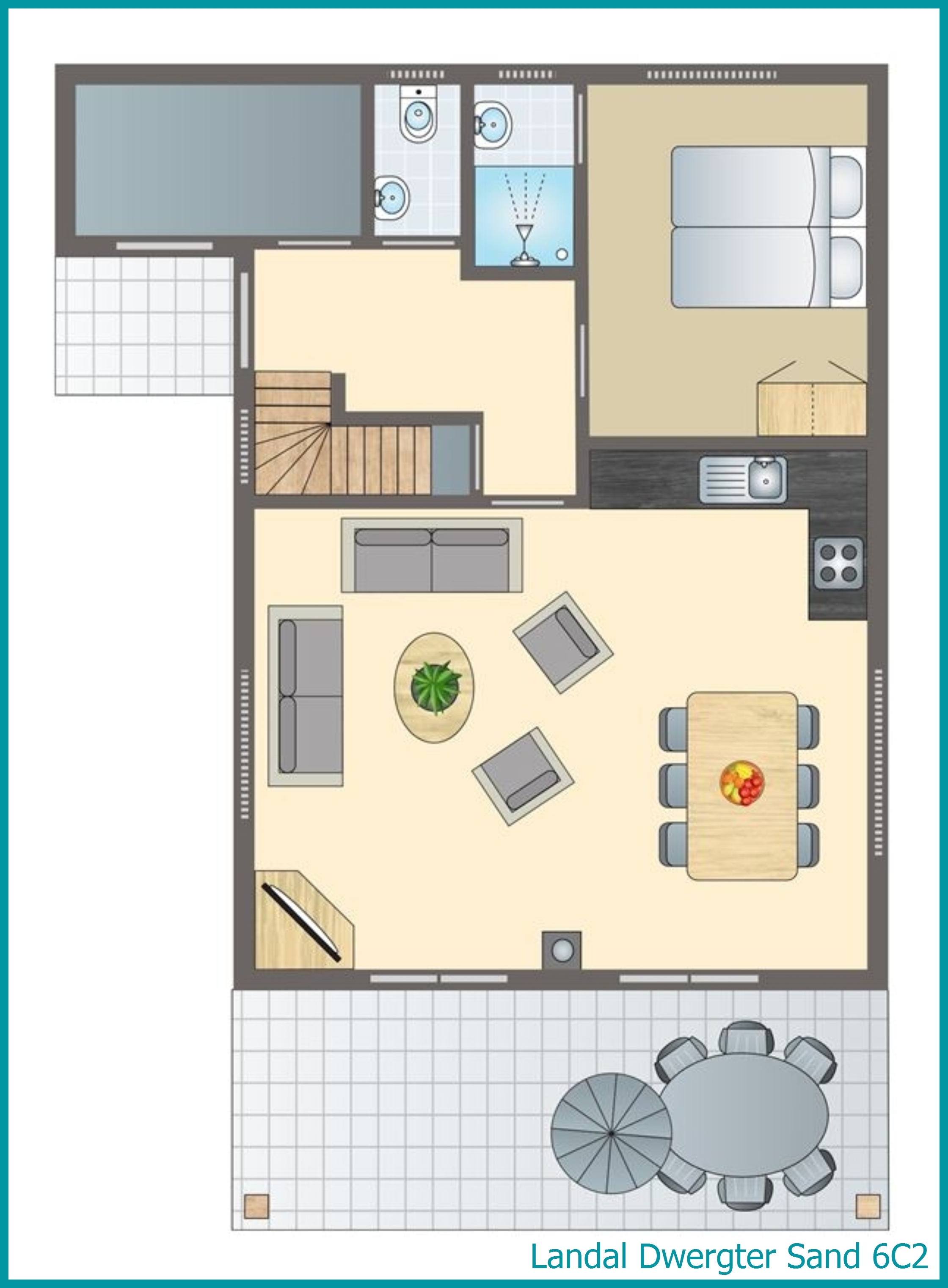 6-Personen-Ferienhaus 6C2 in Dwergter Sand