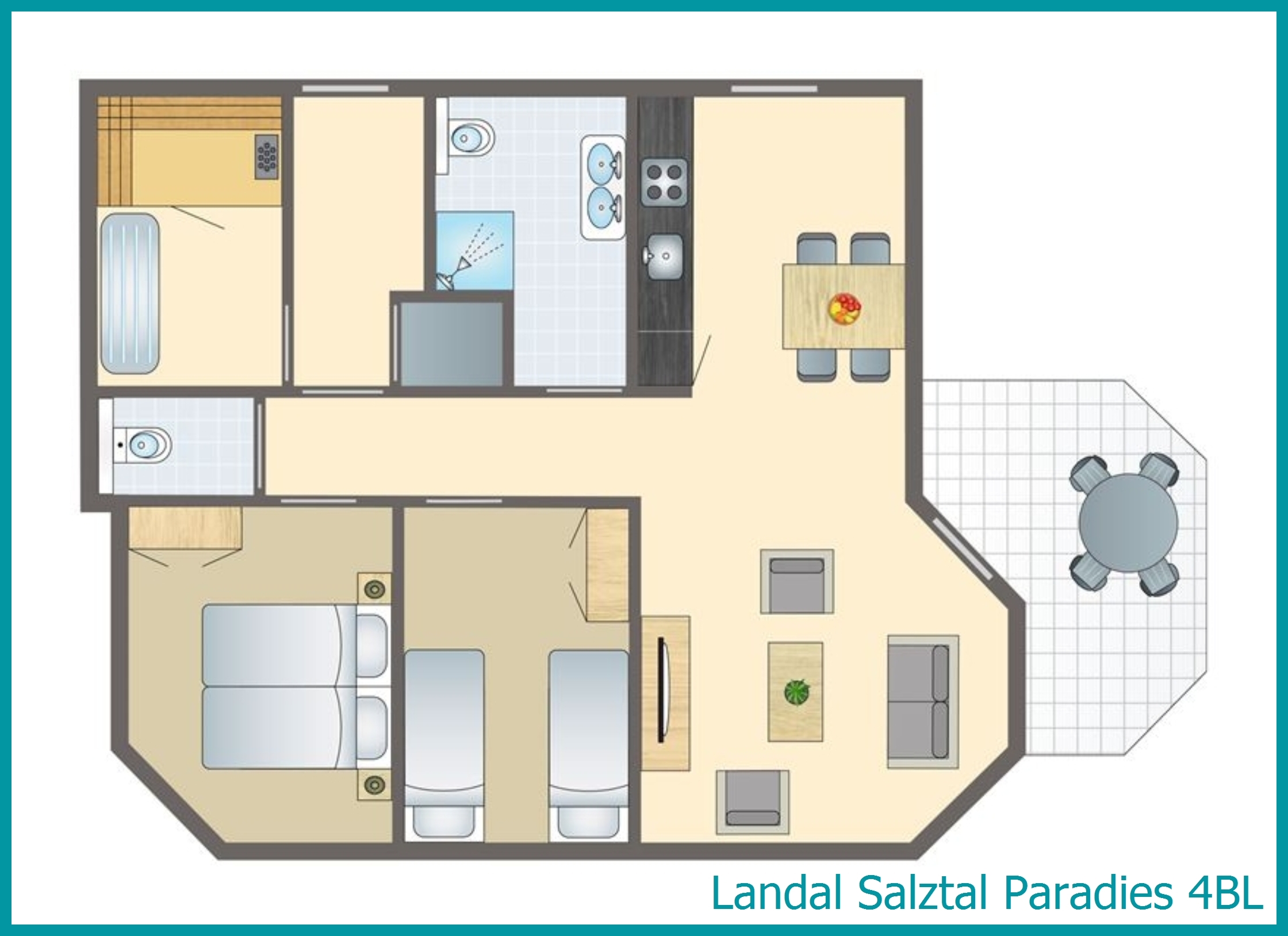4-Personen-Ferienwohnung 4BL in Salztal Paradies