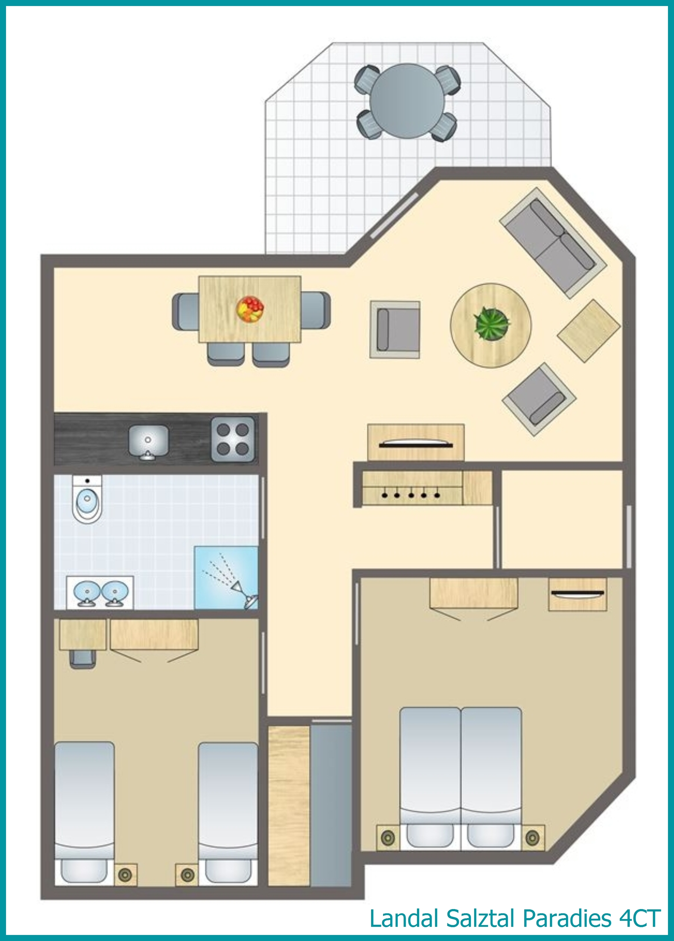 4-Personen-Ferienwohnung 4CT in Salztal Paradies