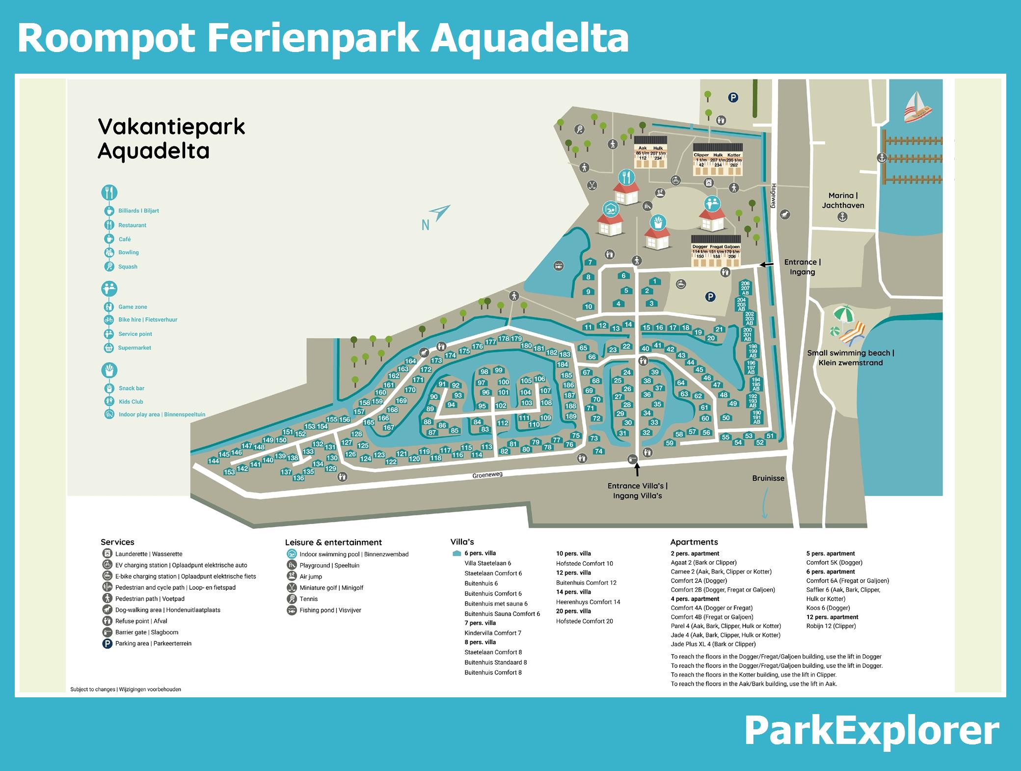 Karte und Lageplan Roompot Ferienpark Aquadelta